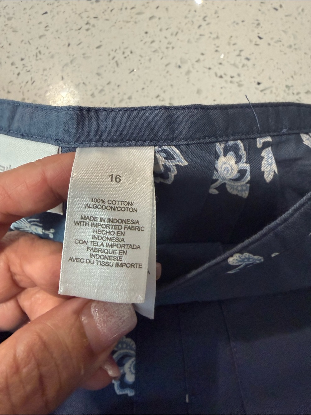 Liz Claiborne Navy Blue Floral Border Pleated Skirt - Picture 5 of 8